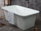 67 Inch White Rectangular Solid Surface Smooth Resin Soaking Bathtub ALFI Brand (AB9942)