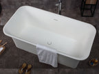 67 Inch White Rectangular Solid Surface Smooth Resin Soaking Bathtub ALFI Brand (AB9942)