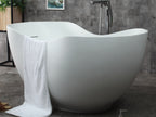 66 Inch White Solid Surface Smooth Resin Soaking Bathtub ALFI Brand (AB9949)