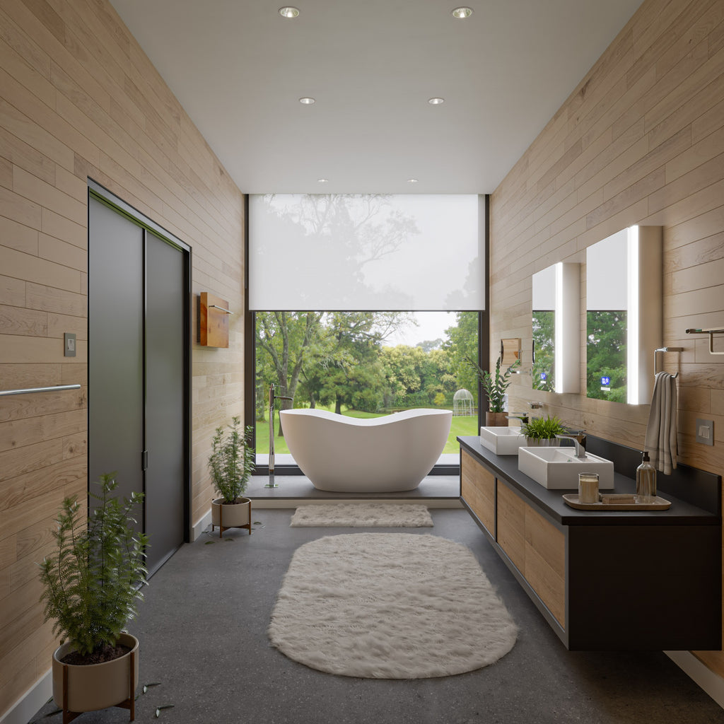 66 Inch White Solid Surface Smooth Resin Soaking Bathtub ALFI Brand (AB9949)