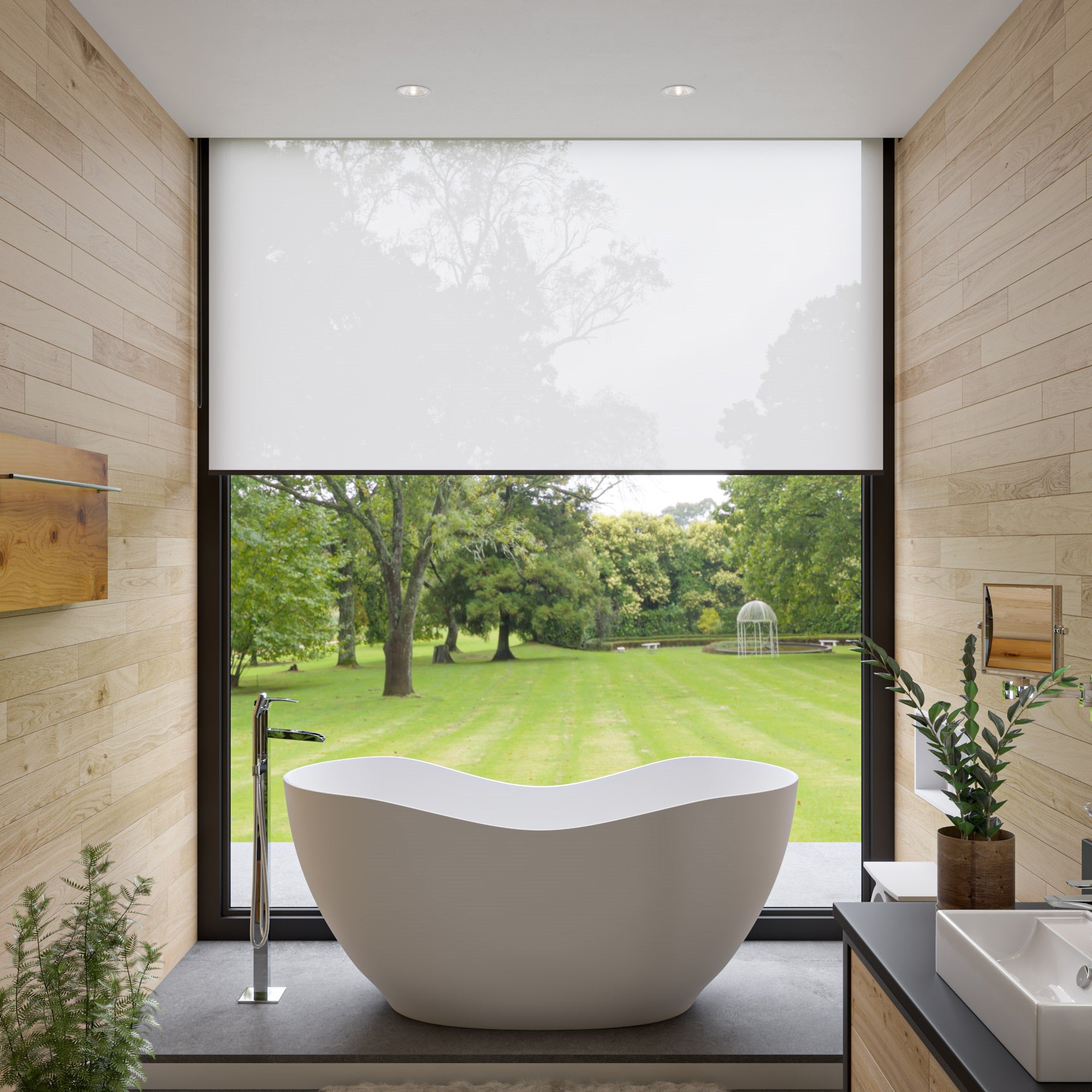 66 Inch White Solid Surface Smooth Resin Soaking Bathtub ALFI Brand (AB9949)