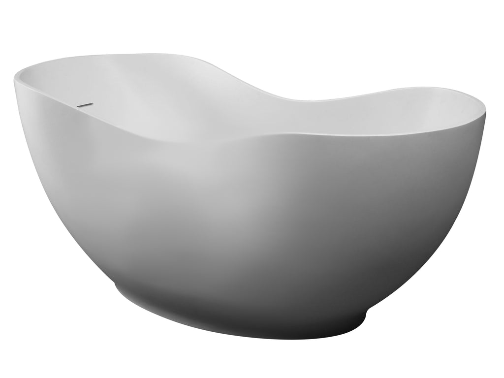 66 Inch White Solid Surface Smooth Resin Soaking Bathtub ALFI Brand (AB9949)