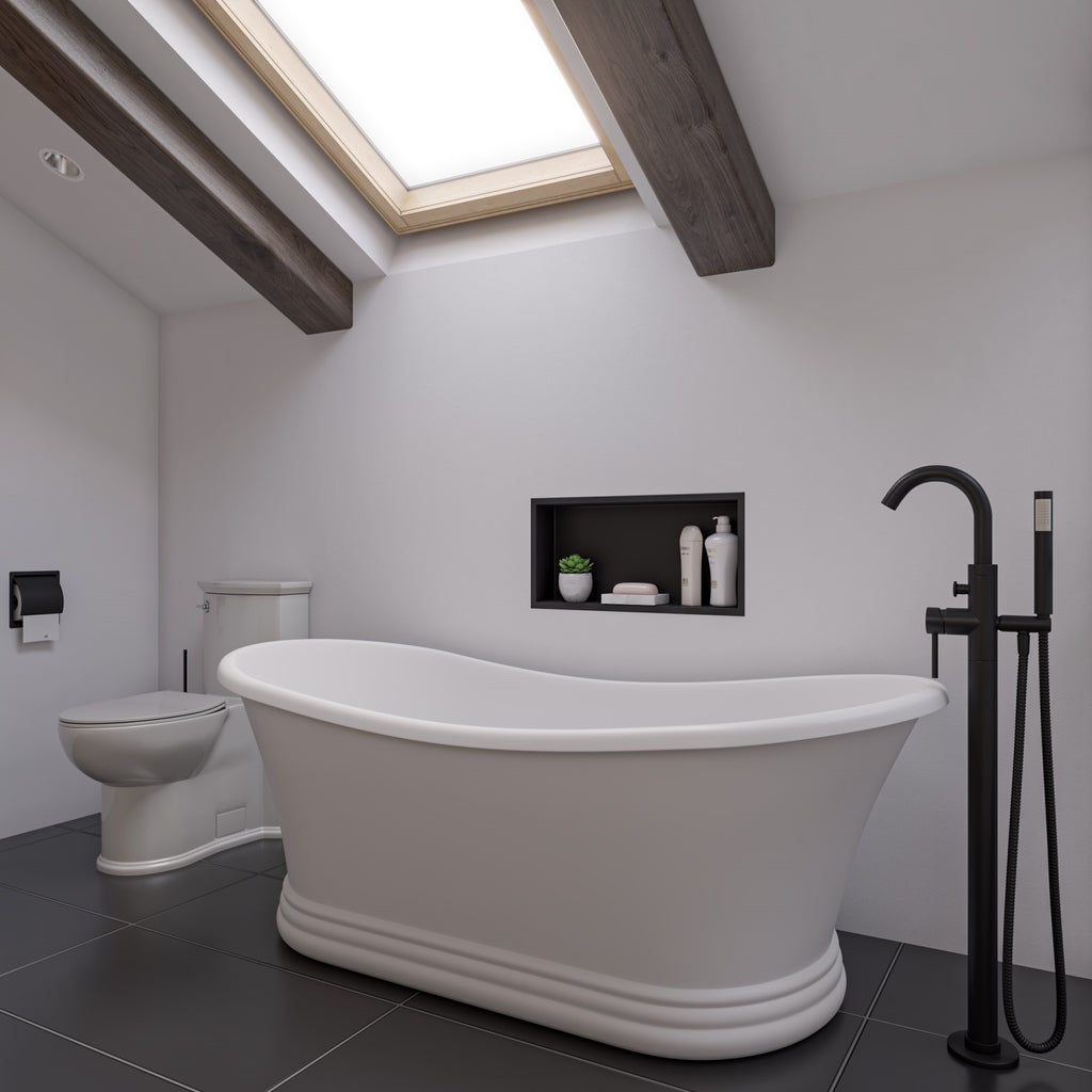 67 Inch White Matte Pedestal Solid Surface Resin Bathtub ALFI Brand (AB9950)