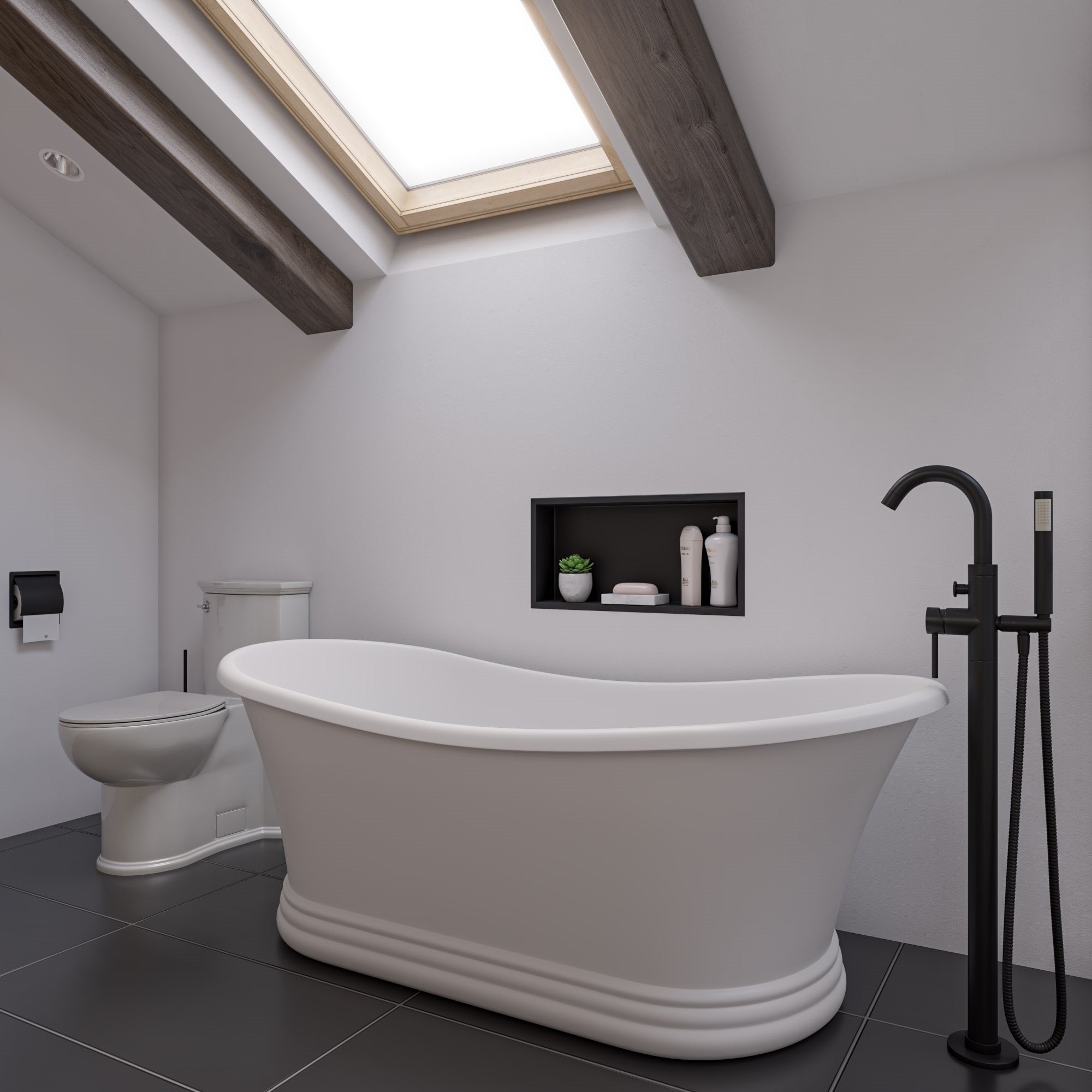 67 Inch White Matte Pedestal Solid Surface Resin Bathtub ALFI Brand (AB9950)