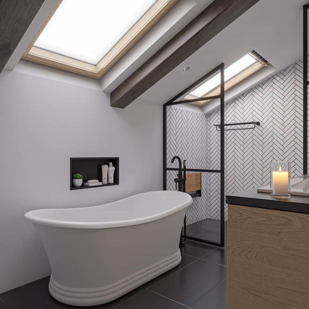 67 Inch White Matte Pedestal Solid Surface Resin Bathtub ALFI Brand (AB9950)