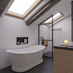 67 Inch White Matte Pedestal Solid Surface Resin Bathtub ALFI Brand (AB9950)