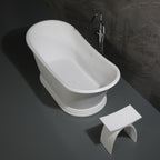 67 Inch White Matte Pedestal Solid Surface Resin Bathtub ALFI Brand (AB9950)