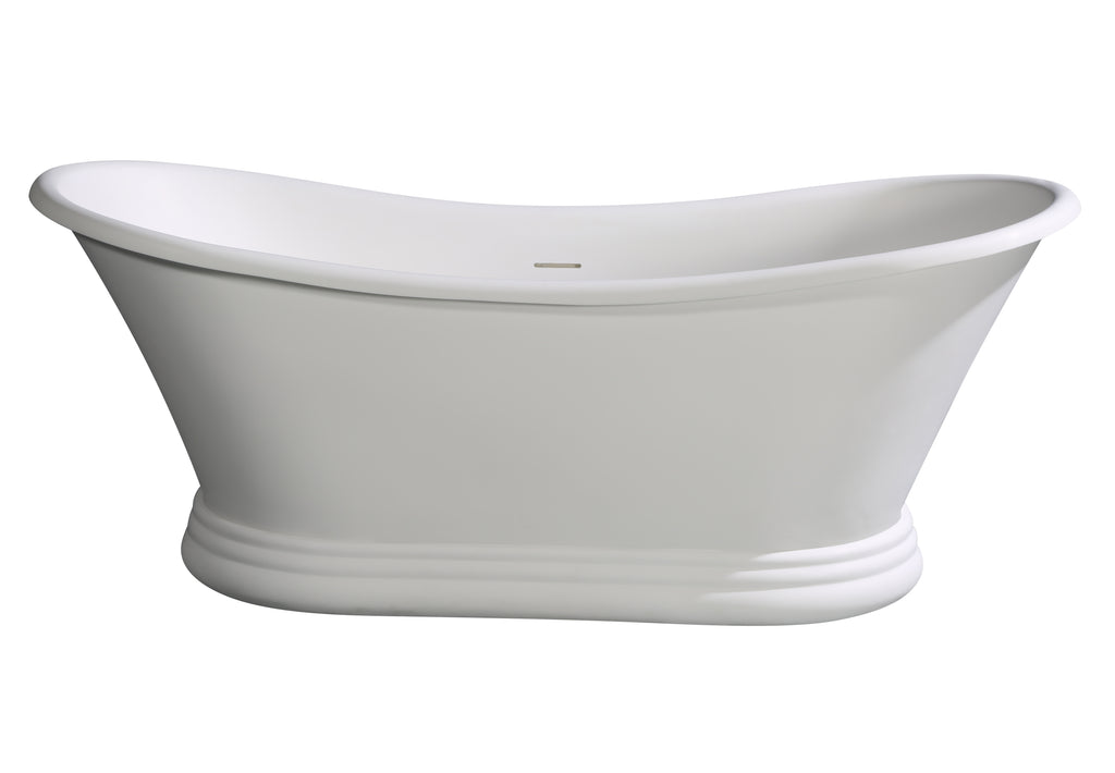67 Inch White Matte Pedestal Solid Surface Resin Bathtub ALFI Brand (AB9950)