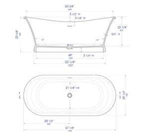 67 Inch White Matte Pedestal Solid Surface Resin Bathtub ALFI Brand (AB9950)