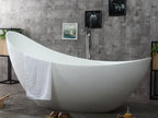 73 Inch White Solid Surface Smooth Resin Soaking Slipper Bathtub ALFI Brand (AB9951)