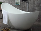 73 Inch White Solid Surface Smooth Resin Soaking Slipper Bathtub ALFI Brand (AB9951)