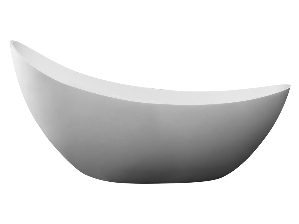 73 Inch White Solid Surface Smooth Resin Soaking Slipper Bathtub ALFI Brand (AB9951)