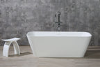67 Inch White Rectangular Solid Surface Smooth Resin Soaking Bathtub ALFI Brand (AB9952)