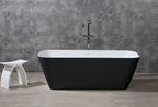 67 Inch Black & White Matte Rectangular Solid Surface Resin Soaking Bathtub ALFI Brand (AB9952BM)