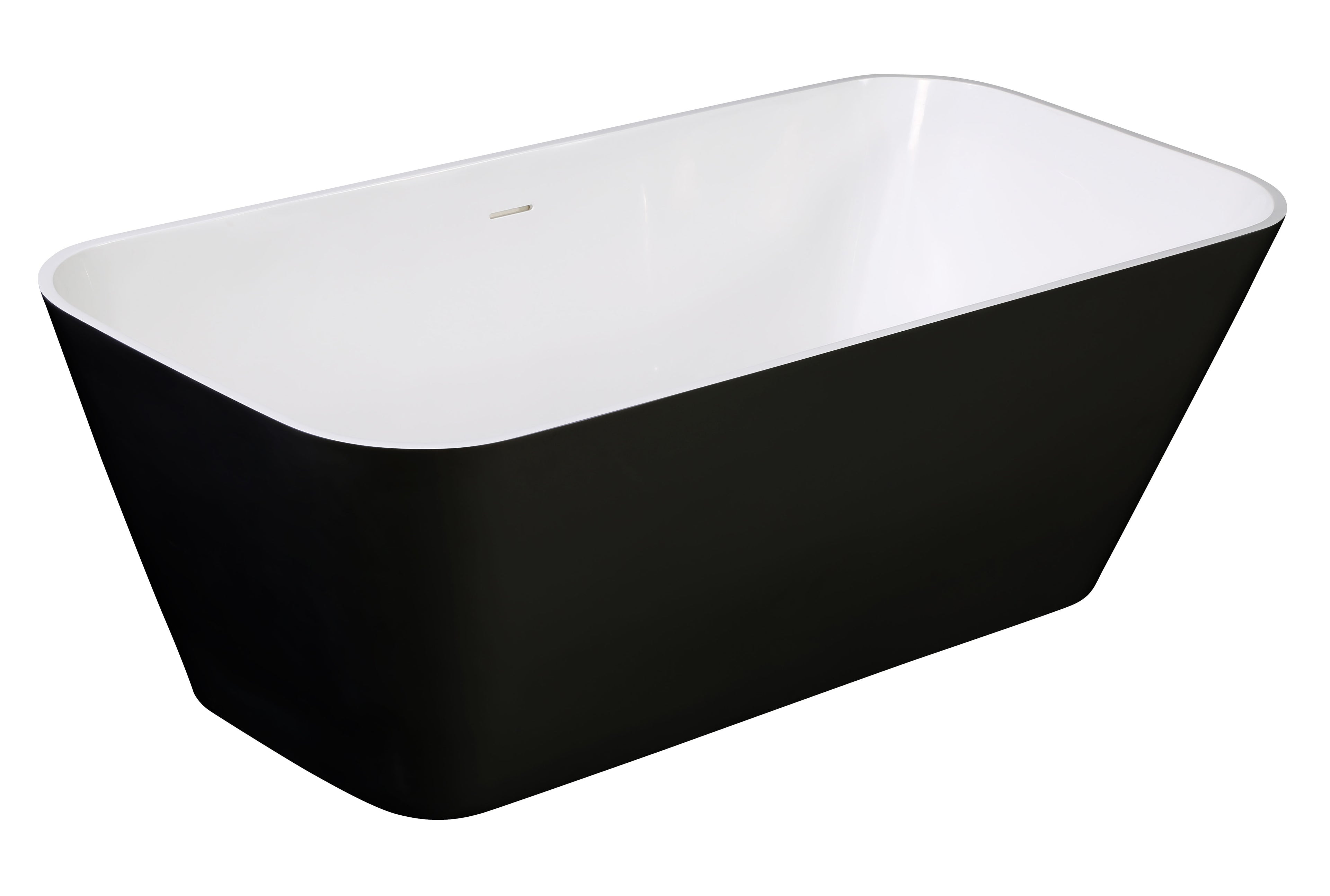 67 Inch Black & White Matte Rectangular Solid Surface Resin Soaking Bathtub ALFI Brand (AB9952BM)
