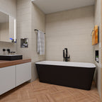 67 Inch Black & White Matte Rectangular Solid Surface Resin Soaking Bathtub ALFI Brand (AB9952BM)
