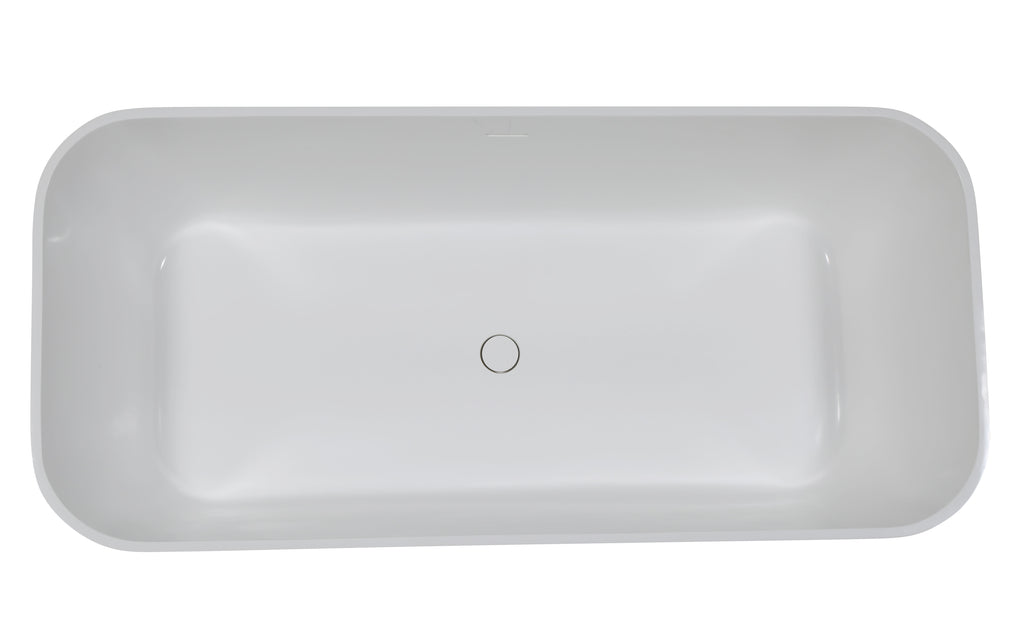 67 Inch Black & White Matte Rectangular Solid Surface Resin Soaking Bathtub ALFI Brand (AB9952BM)