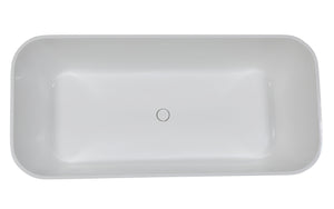 67 Inch Black & White Matte Rectangular Solid Surface Resin Soaking Bathtub ALFI Brand (AB9952BM)