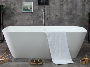 67 Inch White Rectangular Solid Surface Smooth Resin Soaking Bathtub ALFI Brand (AB9952)