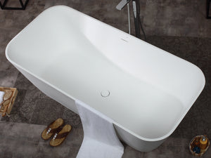 67 Inch White Rectangular Solid Surface Smooth Resin Soaking Bathtub ALFI Brand (AB9952)