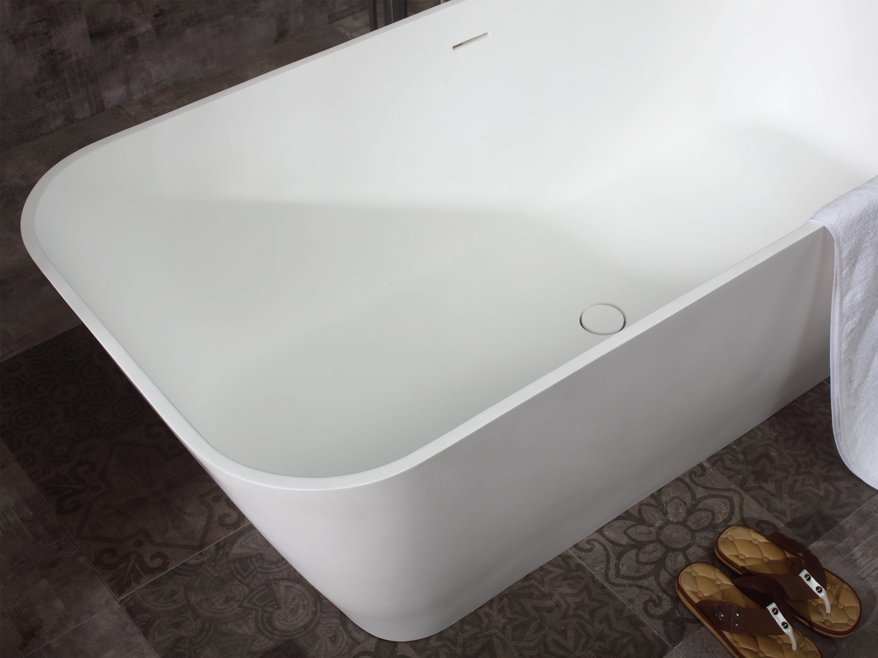 67 Inch White Rectangular Solid Surface Smooth Resin Soaking Bathtub ALFI Brand (AB9952)