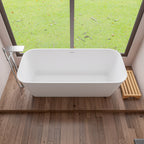 67 Inch White Rectangular Solid Surface Smooth Resin Soaking Bathtub ALFI Brand (AB9952)