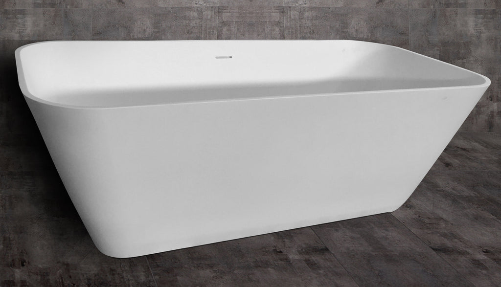 67 Inch White Rectangular Solid Surface Smooth Resin Soaking Bathtub ALFI Brand (AB9952)