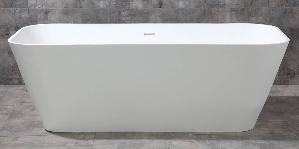 67 Inch White Rectangular Solid Surface Smooth Resin Soaking Bathtub ALFI Brand (AB9952)