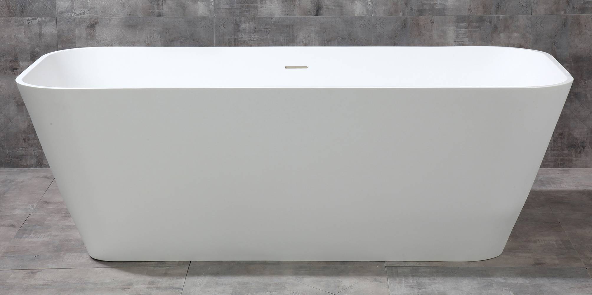 67 Inch White Rectangular Solid Surface Smooth Resin Soaking Bathtub ALFI Brand (AB9952)