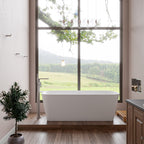 67 Inch White Rectangular Solid Surface Smooth Resin Soaking Bathtub ALFI Brand (AB9952)