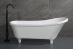 67 Inch White Matte Clawfoot Solid Surface Resin Bathtub ALFI Brand (AB9960)