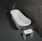 67 Inch White Matte Clawfoot Solid Surface Resin Bathtub ALFI Brand (AB9960)