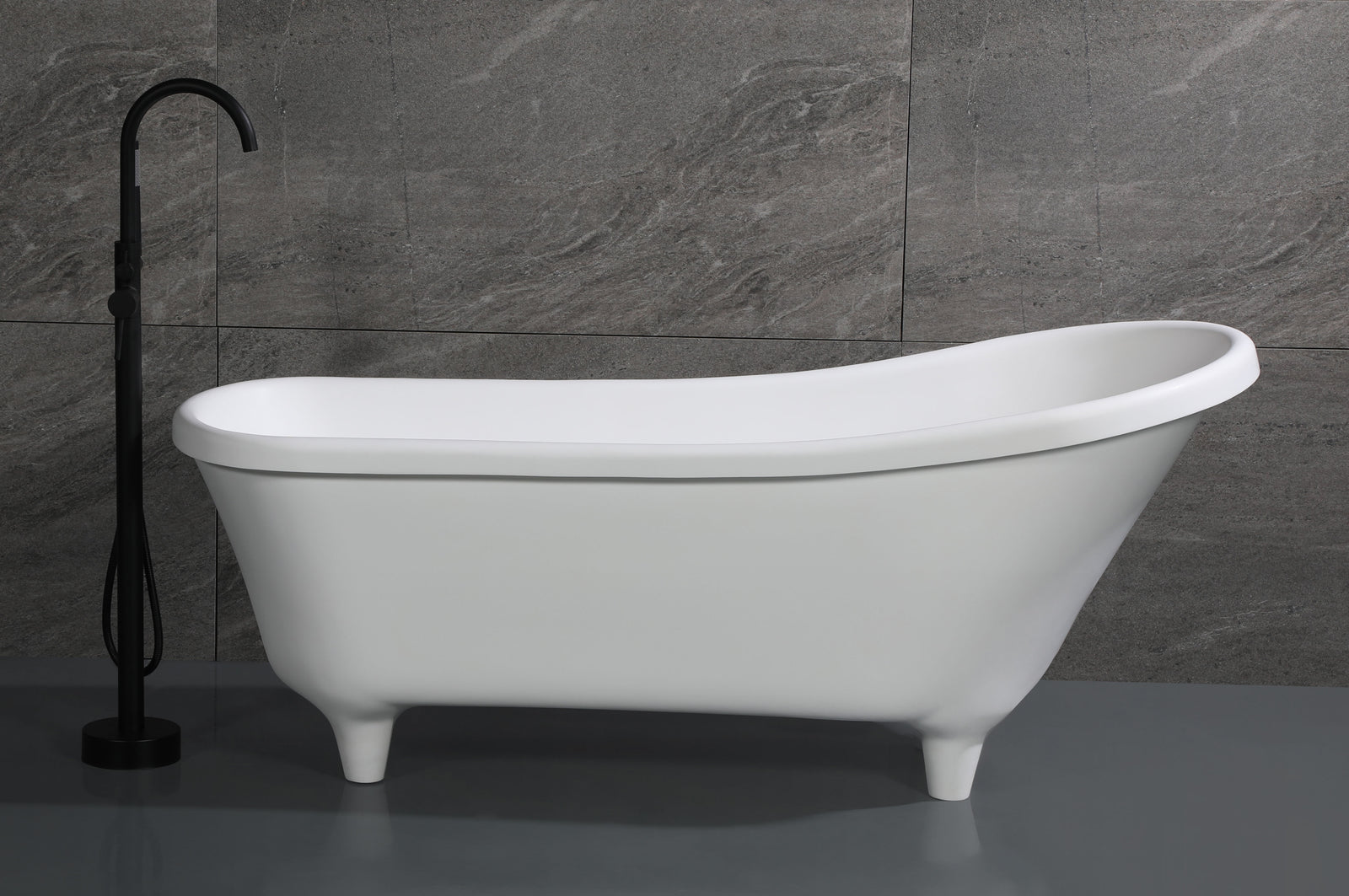 67 Inch White Matte Clawfoot Solid Surface Resin Bathtub ALFI Brand (AB9960)