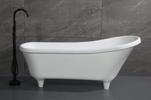 67 Inch White Matte Clawfoot Solid Surface Resin Bathtub ALFI Brand (AB9960)