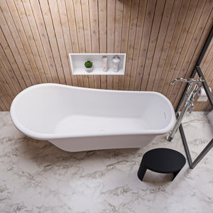 67 Inch White Matte Clawfoot Solid Surface Resin Bathtub ALFI Brand (AB9960)