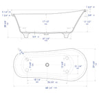 67 Inch White Matte Clawfoot Solid Surface Resin Bathtub ALFI Brand (AB9960)