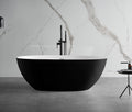 59 Inch Black & White Matte Oval Solid Surface Resin Soaking Bathtub ALFI Brand (AB9975BM)
