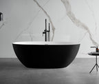 59 Inch Black & White Matte Oval Solid Surface Resin Soaking Bathtub ALFI Brand (AB9975BM)