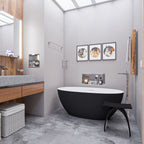 59 Inch Black & White Matte Oval Solid Surface Resin Soaking Bathtub ALFI Brand (AB9975BM)