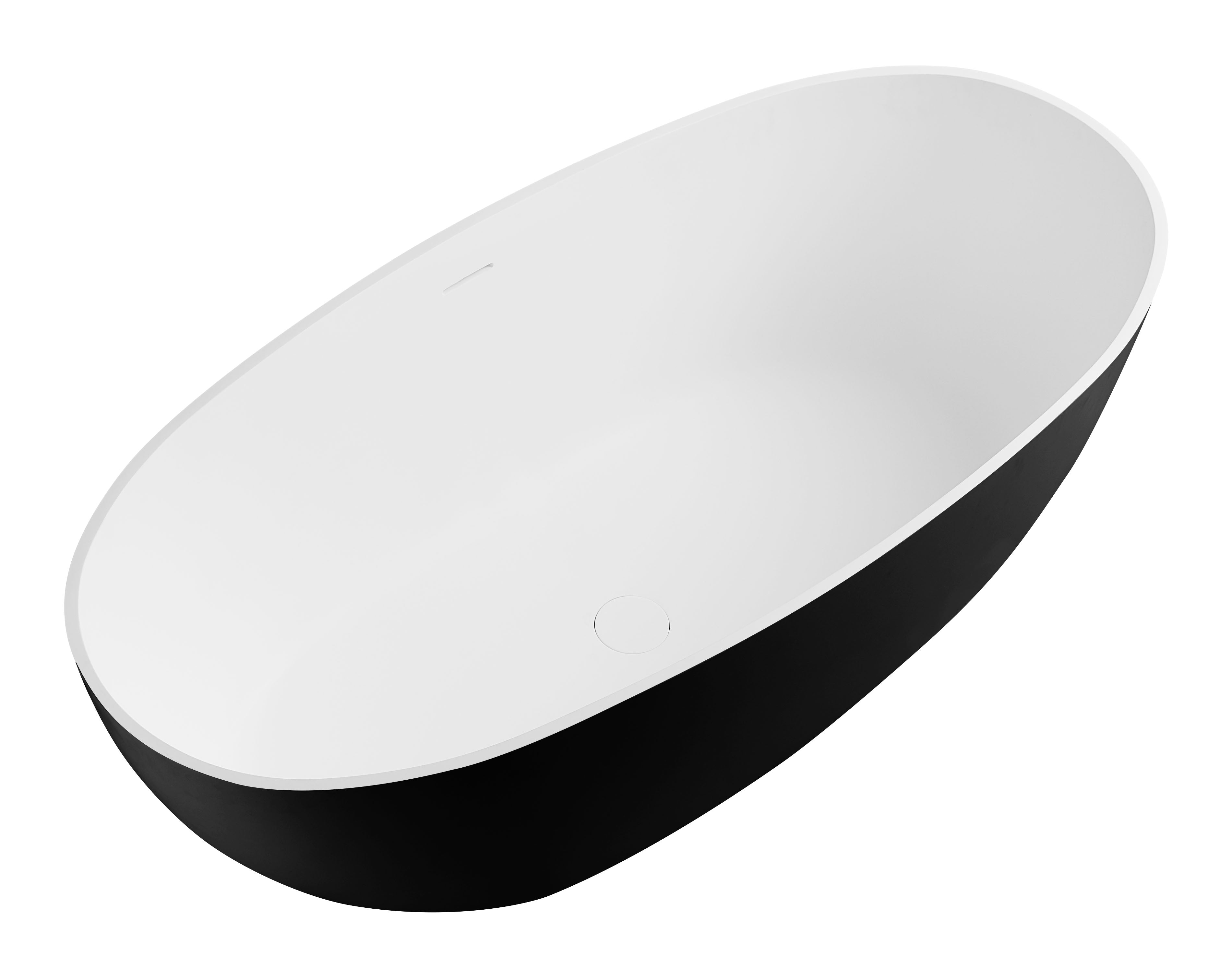 59 Inch Black & White Matte Oval Solid Surface Resin Soaking Bathtub ALFI Brand (AB9975BM)