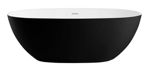 59 Inch Black & White Matte Oval Solid Surface Resin Soaking Bathtub ALFI Brand (AB9975BM)