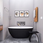 59 Inch Black & White Matte Oval Solid Surface Resin Soaking Bathtub ALFI Brand (AB9975BM)