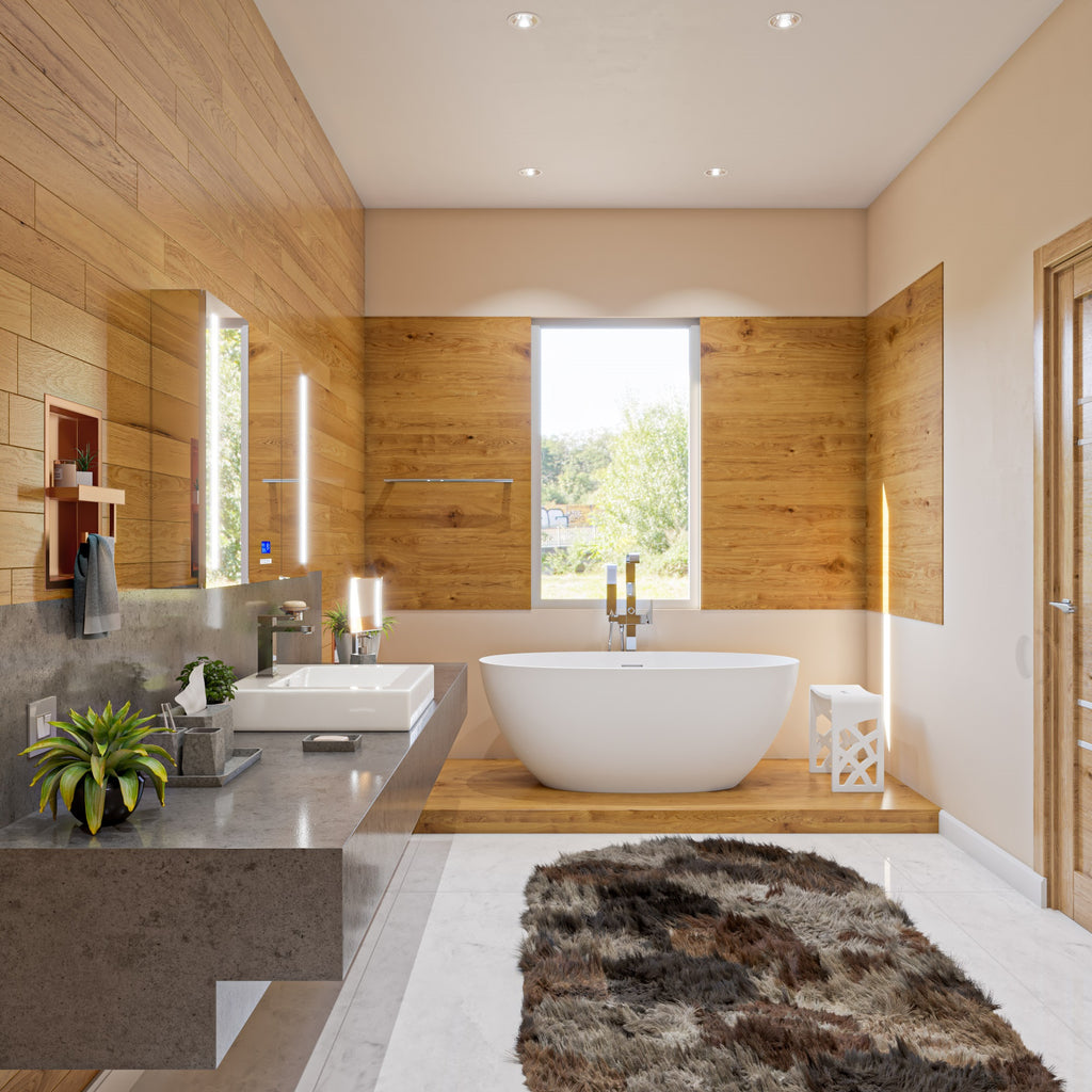 59 Inch White Oval Solid Surface Resin Soaking Bathtub ALFI Brand (AB9975)