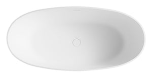 59 Inch White Oval Solid Surface Resin Soaking Bathtub ALFI Brand (AB9975)
