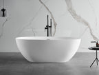 59 Inch White Oval Solid Surface Resin Soaking Bathtub ALFI Brand (AB9975)