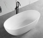 59 Inch White Oval Solid Surface Resin Soaking Bathtub ALFI Brand (AB9975)