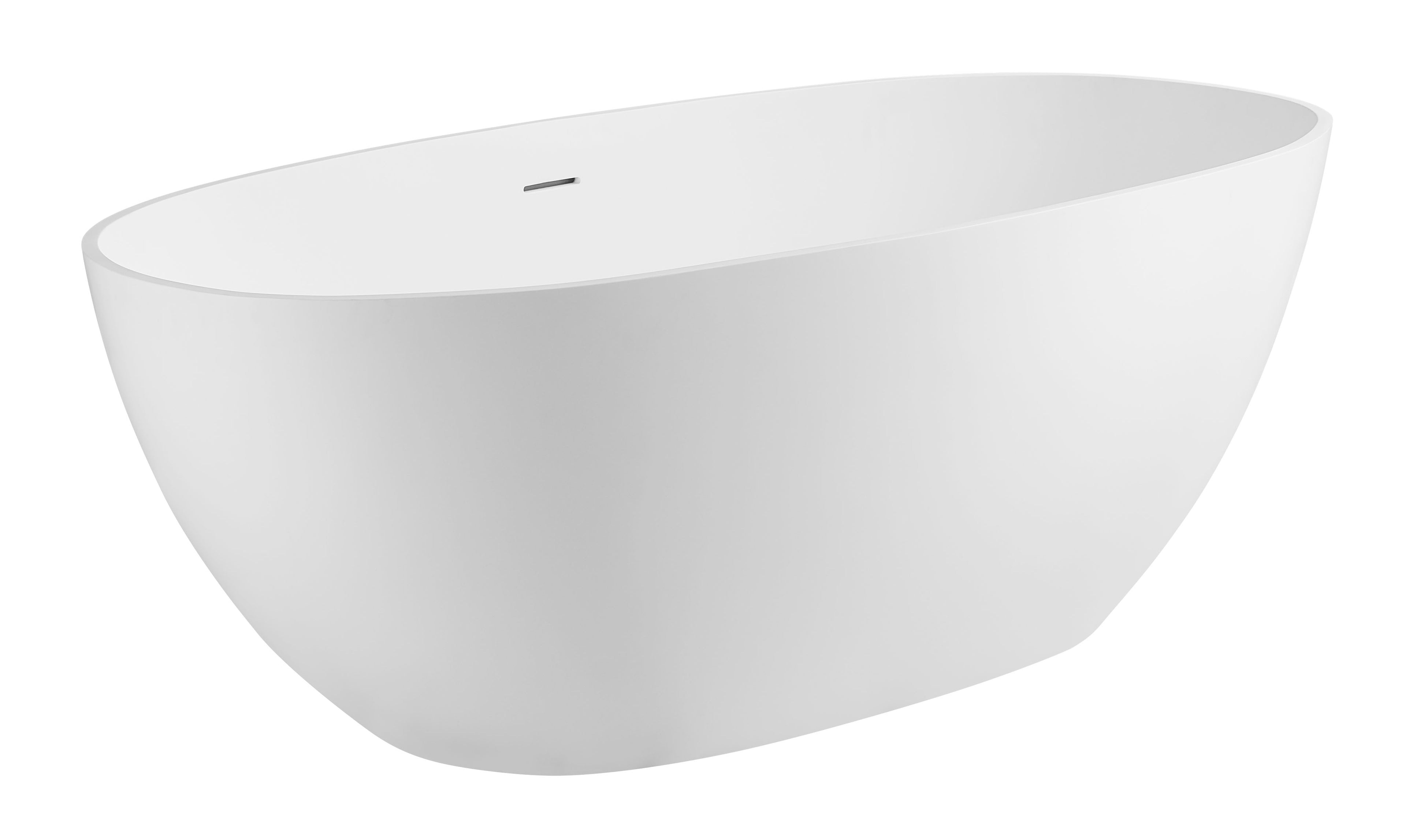 59 Inch White Oval Solid Surface Resin Soaking Bathtub ALFI Brand (AB9975)
