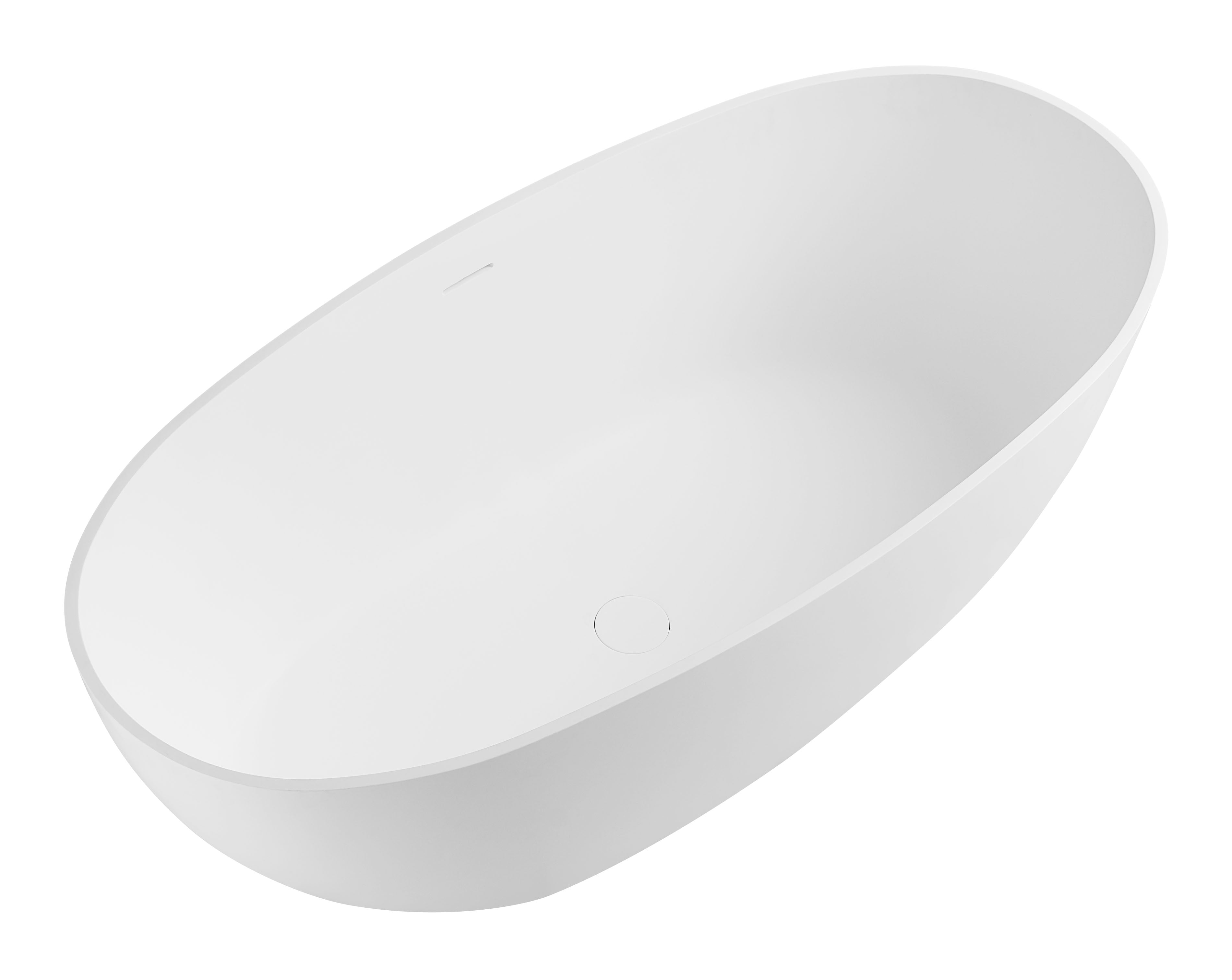 59 Inch White Oval Solid Surface Resin Soaking Bathtub ALFI Brand (AB9975)