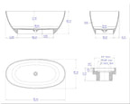 59 Inch White Oval Solid Surface Resin Soaking Bathtub ALFI Brand (AB9975)