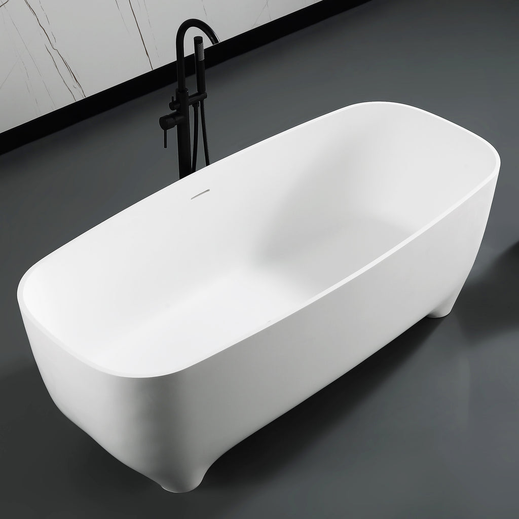67 Inch White Matte Solid Surface Resin Bathtub ALFI Brand (AB9980)